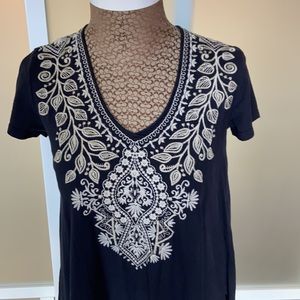 JOHNNY WAS SHORT SLEEVE HIGH LOW BLOUSE - XSMALL